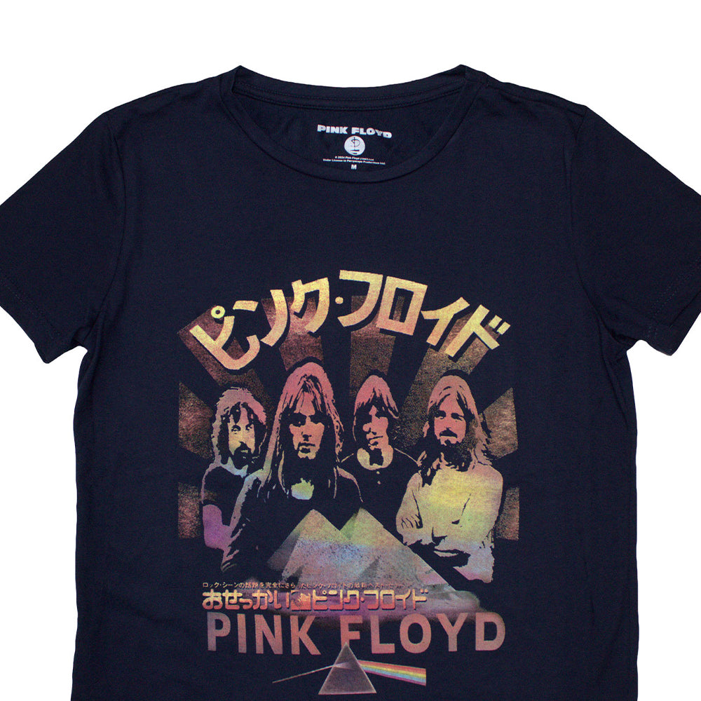 Navy Blue - Back - Pink Floyd Womens-Ladies Japan Poster T-Shirt
