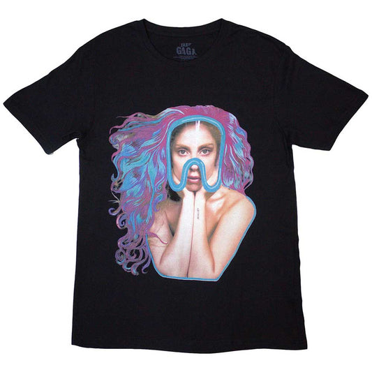 Black - Front - Lady Gaga Unisex Adult Artpop Goggles T-Shirt