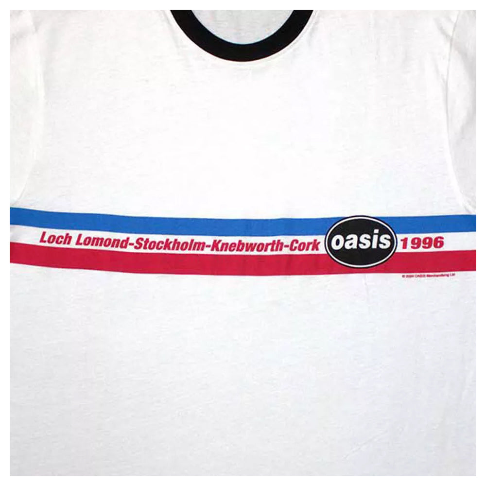 White - Back - Oasis Unisex Adult 1996 Tour Horizontal Stripe Ringer T-Shirt