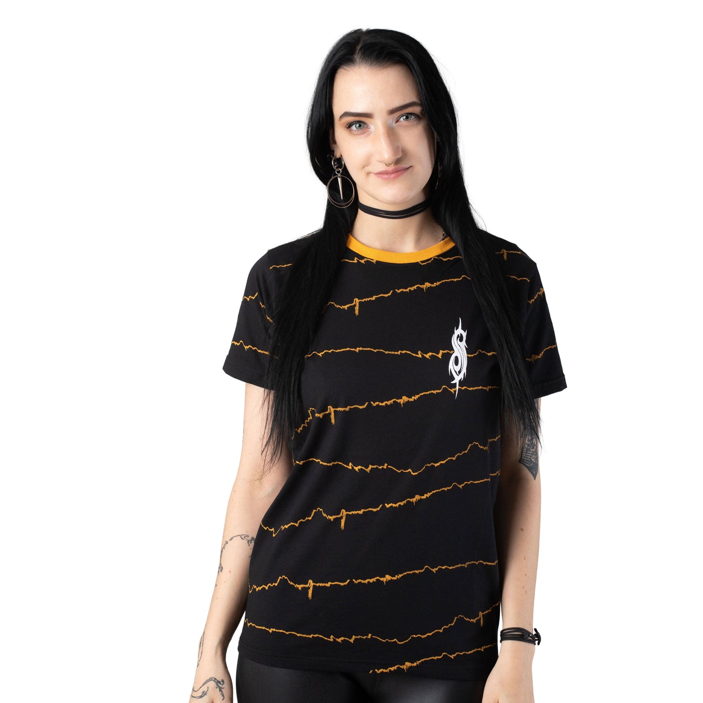 Black - Side - Slipknot Unisex Adult The End, So Far Tribal Sigil Ringer T-Shirt