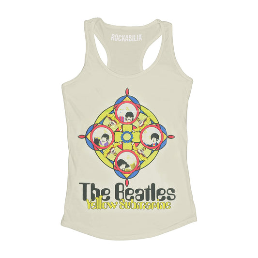 Sand - Front - The Beatles Womens-Ladies Yellow Submarine Porthole Vest Top