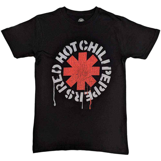 Black - Front - Red Hot Chilli Peppers Childrens-Kids Stencil T-Shirt