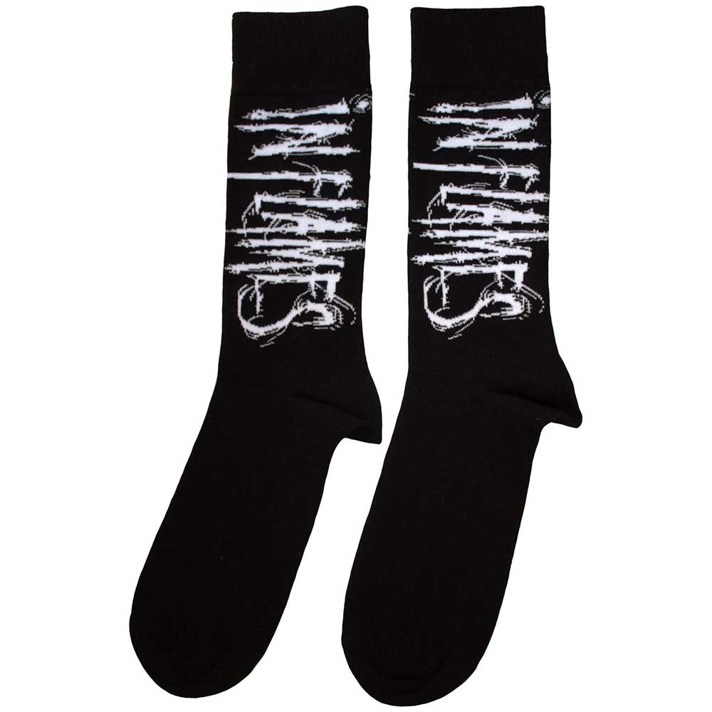 Black - Back - In Flames Unisex Adult Logo Socks