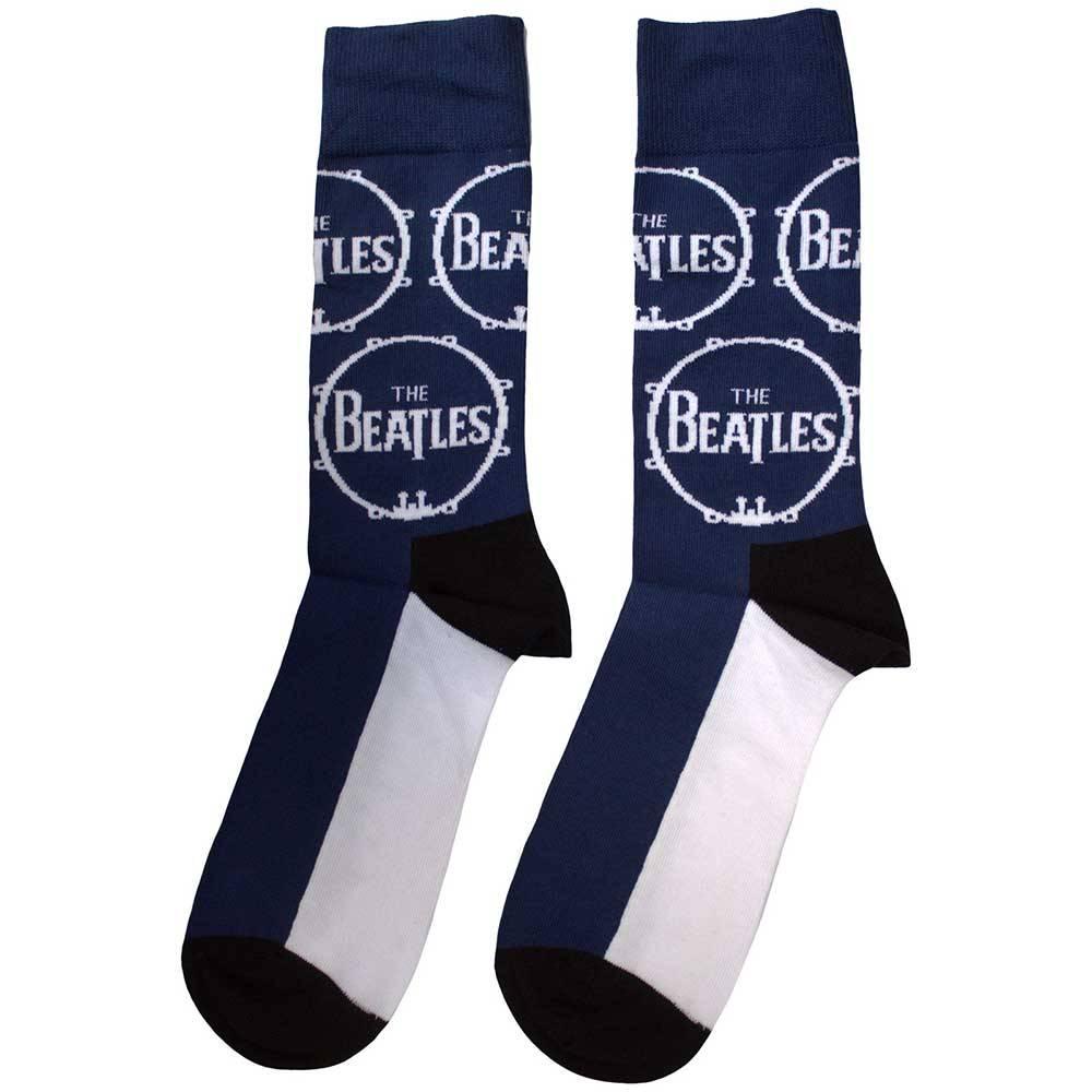 Navy Blue - Back - The Beatles Unisex Adult Drum Logo Socks