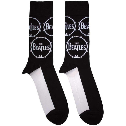 Black - Front - The Beatles Unisex Adult Drum Logo Socks