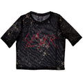 Black - Front - Slayer Womens-Ladies Scratchy Logo Mesh Crop Top