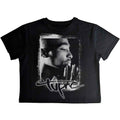 Black - Front - Tupac Shakur Womens-Ladies Spray Photo Crop Top