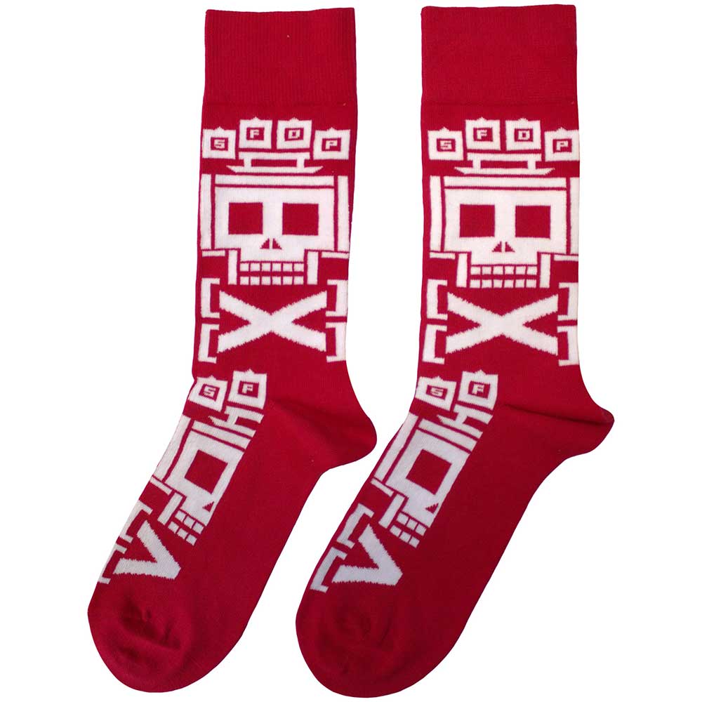 Red-White - Back - Five Finger Death Punch Unisex Adult Pixelated Skull Repeat Socks