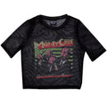Black - Front - Motley Crue Womens-Ladies Generation Swine Mesh Crop Top