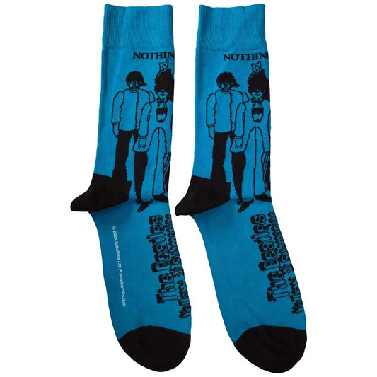 Blue - Front - The Beatles Unisex Adult Sub & Band Outlines Socks