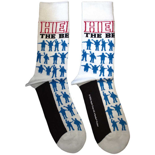 White - Front - The Beatles Unisex Adult Help Repeat Silhouettes Socks