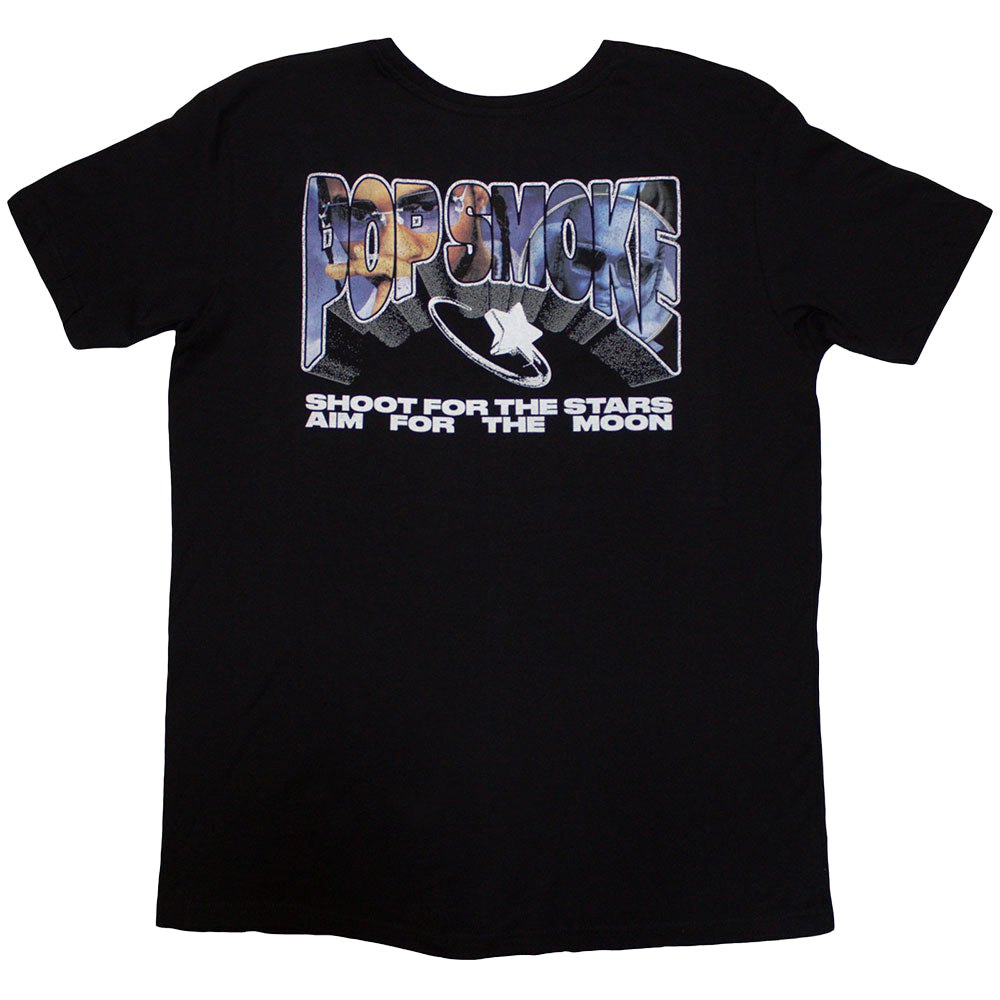 Black - Back - Pop Smoke Unisex Adult Stars Infill T-Shirt