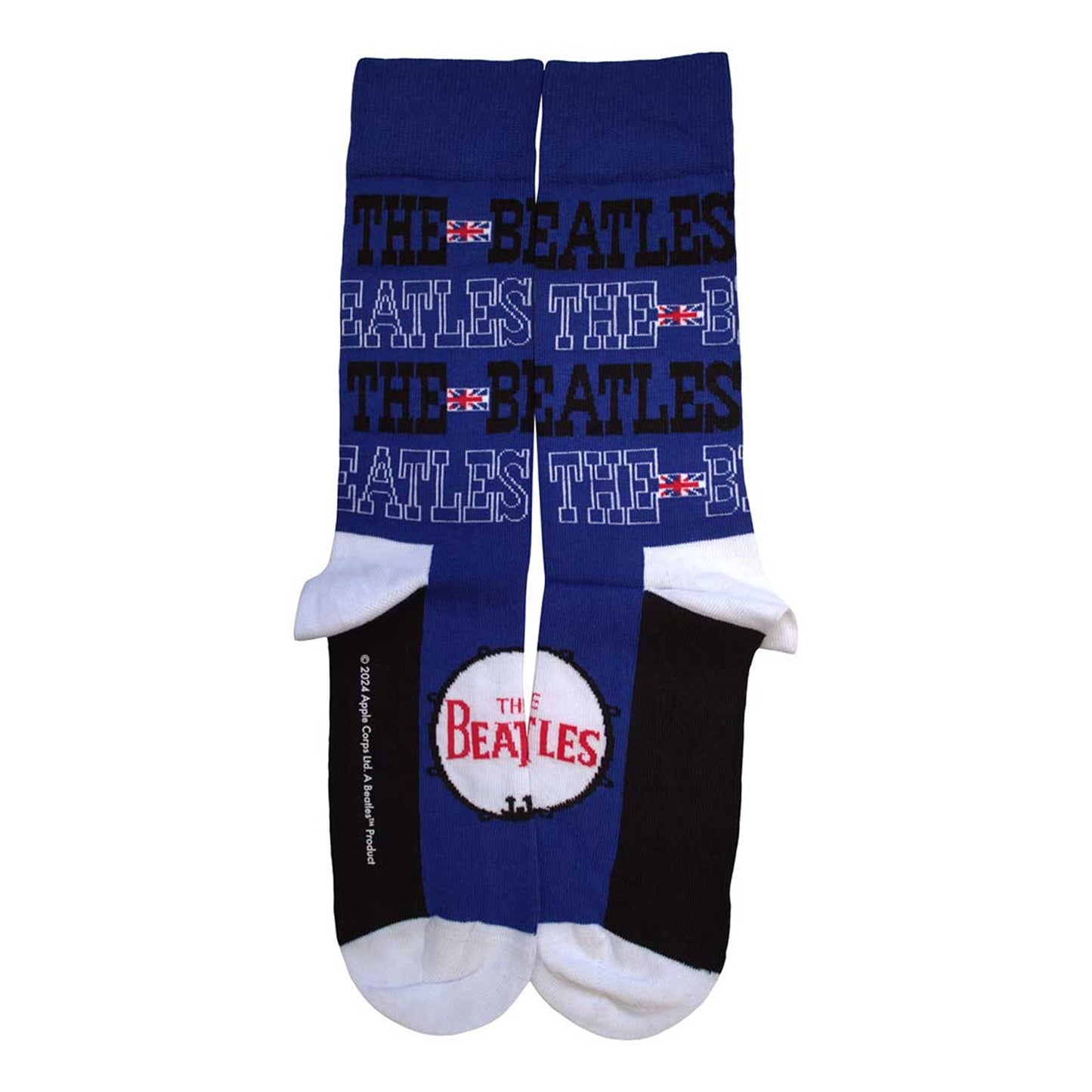 Blue - Back - The Beatles Unisex Adult Budokan Poster & Drum Logo Socks