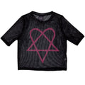 Black-Pink - Front - Him Womens-Ladies Heartagram Mesh Crop Top
