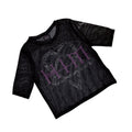Black - Back - Him Womens-Ladies Heartagram & Logo Mesh Crop Top