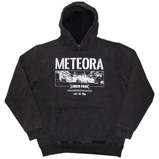 Charcoal Grey - Front - Linkin Park Unisex Adult Meteora Wall Art Stone Wash Pull Over Hoodie