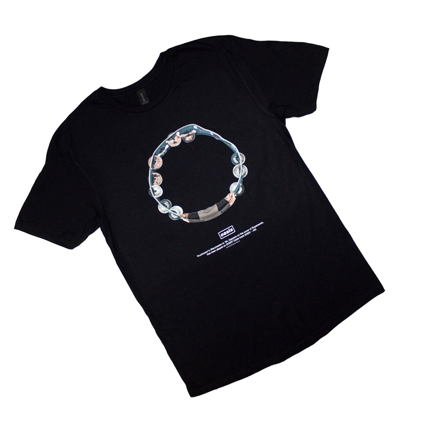 Black - Back - Oasis Unisex Adult Definitely Maybe Tambourine T-Shirt