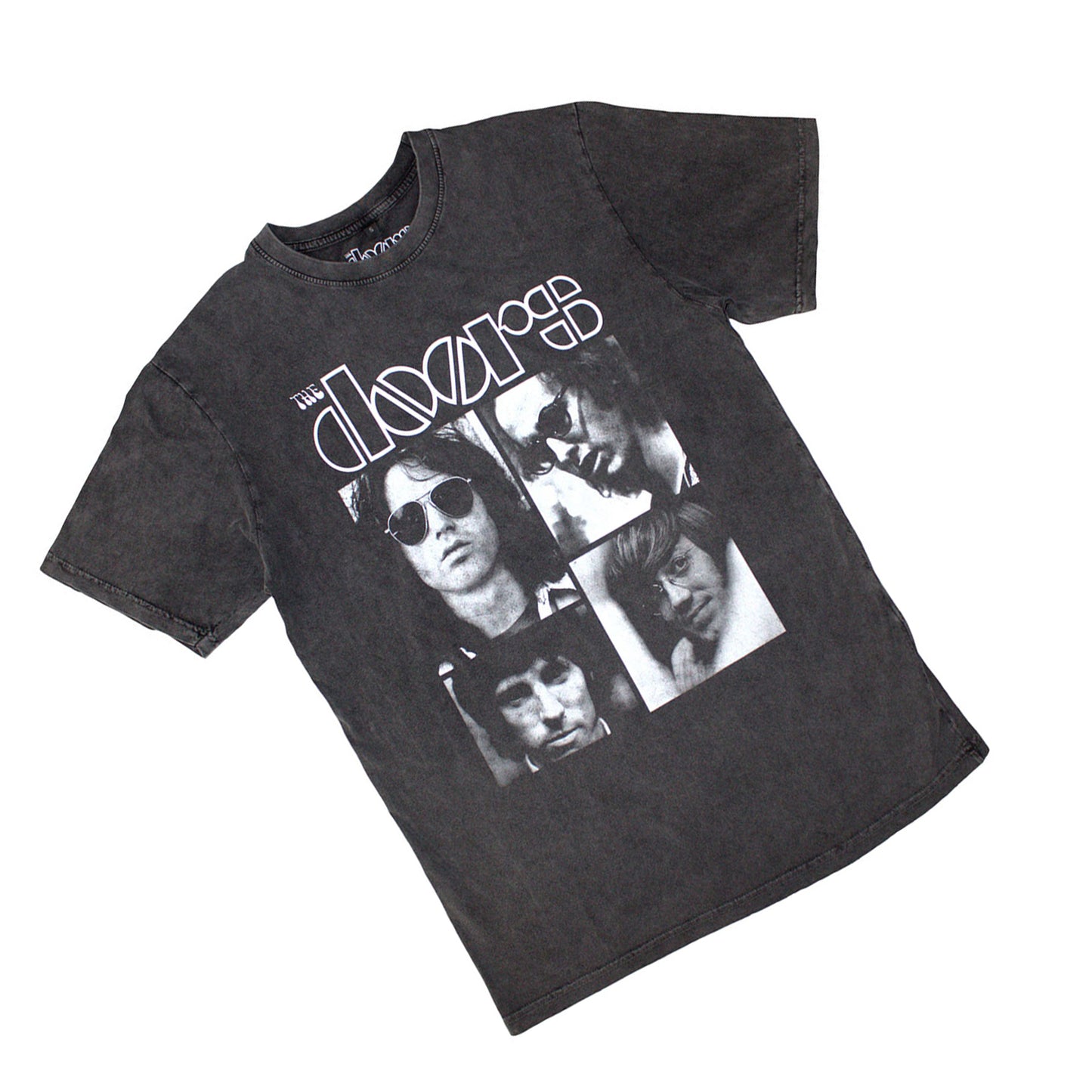 Charcoal Grey - Back - The Doors Unisex Adult Squares Stone Wash T-Shirt