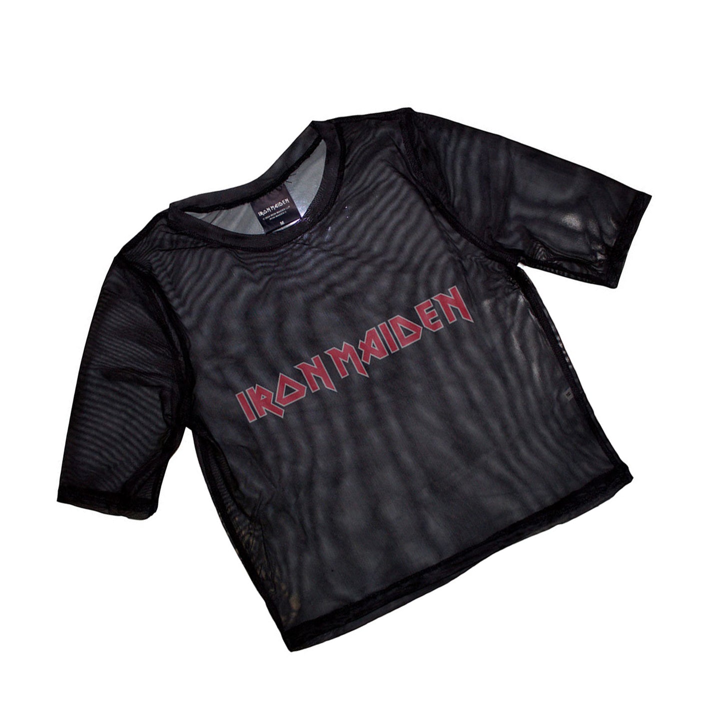 Black - Back - Iron Maiden Womens-Ladies Logo Mesh Crop Top