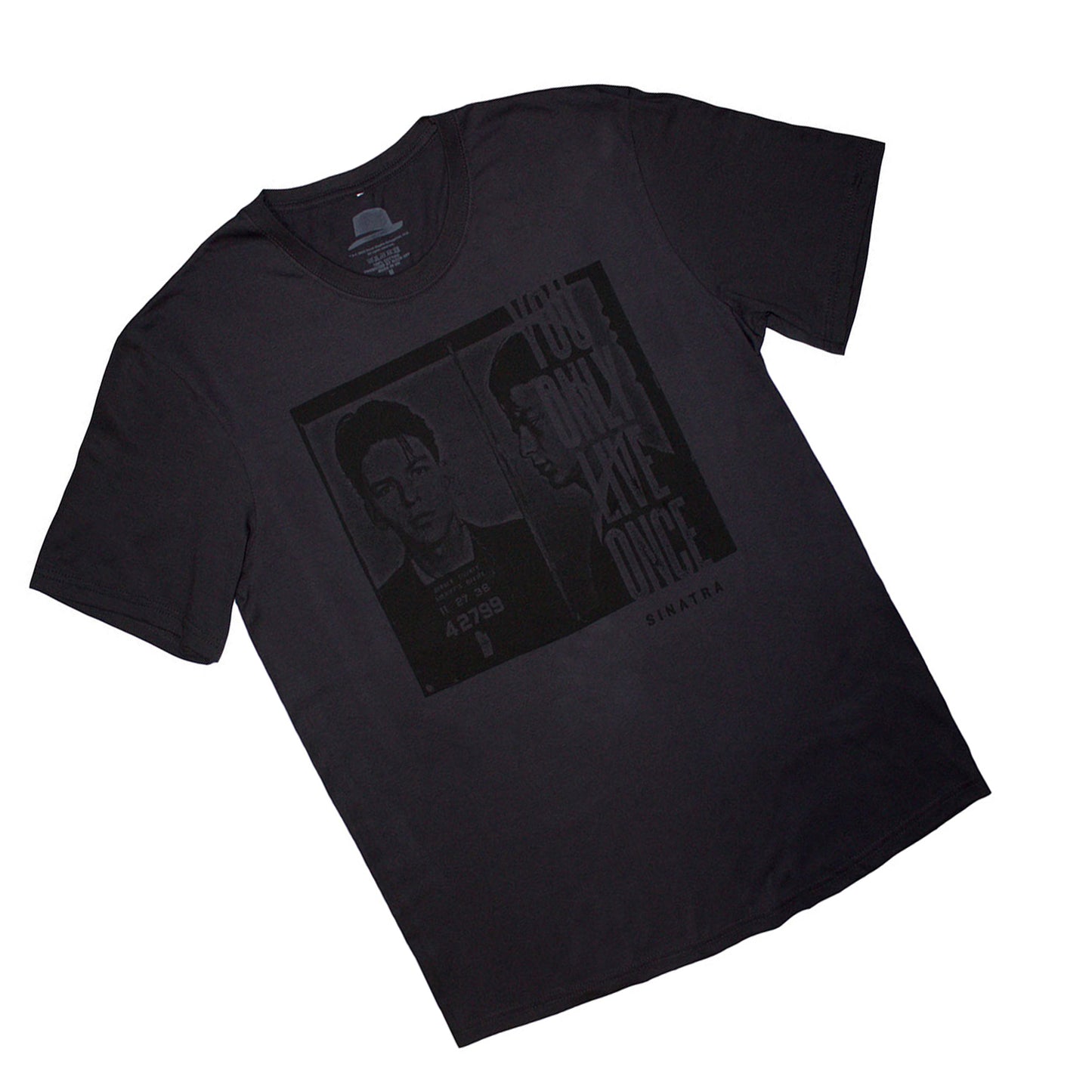 Charcoal Grey - Back - Frank Sinatra Unisex Adult Mugshot T-Shirt