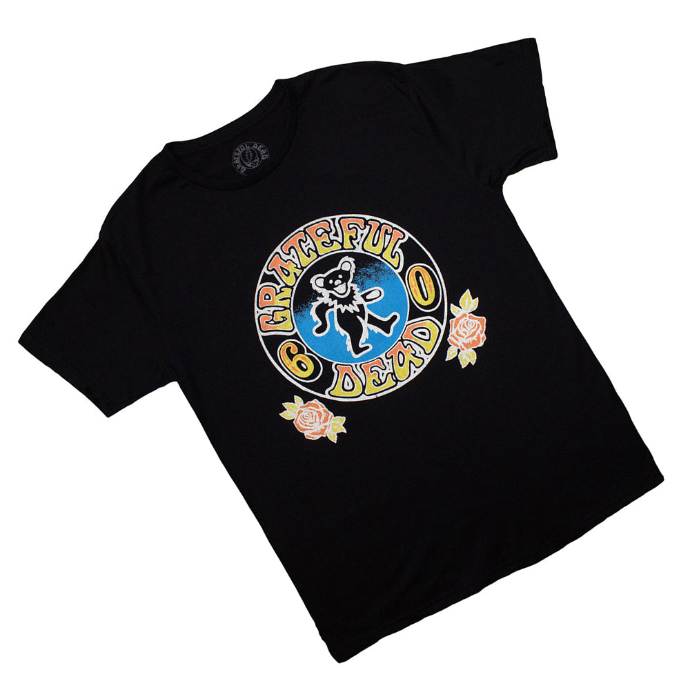 Black - Back - Grateful Dead Unisex Adult Bear Roses T-Shirt
