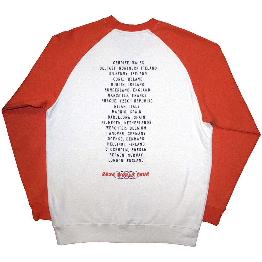 White-Orange - Back - Bruce Springsteen Unisex Adult Tour ´24 Wheel Back Print Raglan T-Shirt