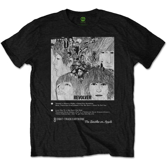 Black - Front - The Beatles Unisex Adult Revolver 8 Track T-Shirt