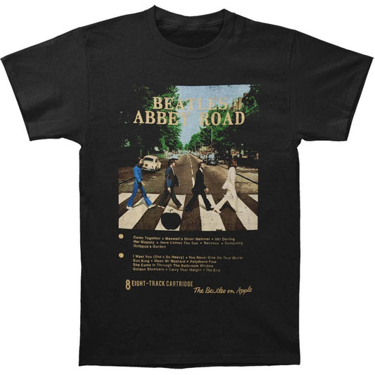 Black - Front - The Beatles Unisex Adult 8 Track Abbey Road T-Shirt