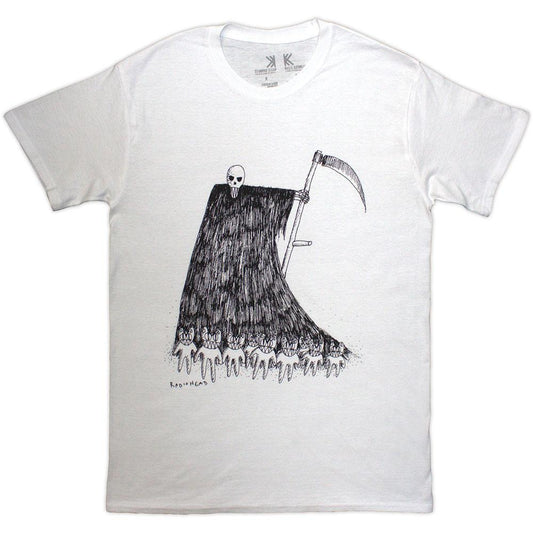 White - Front - Radiohead Unisex Adult Grim Reaper Organic T-Shirt