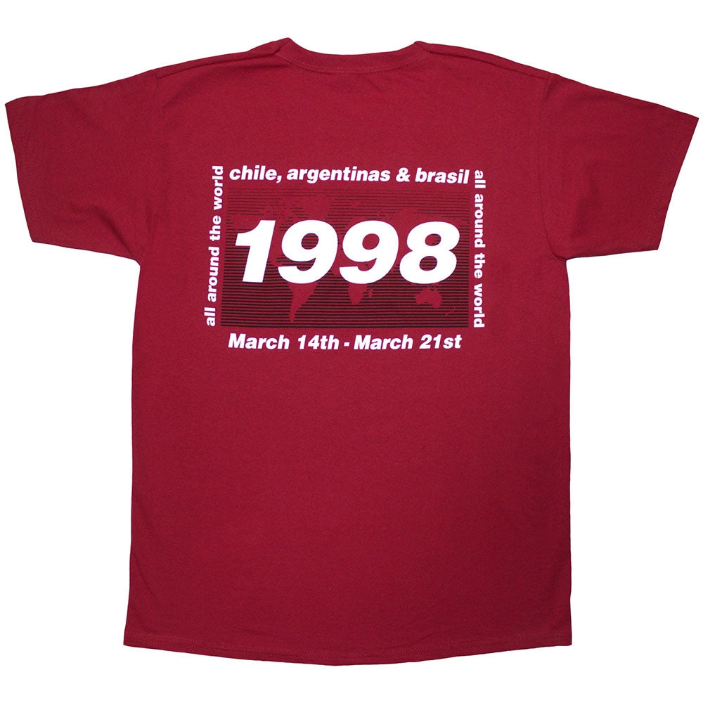Red - Back - Oasis Unisex Adult 1998 World Tour - South America Back Print T-Shirt