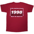 Red - Back - Oasis Unisex Adult 1998 World Tour - South America Back Print T-Shirt