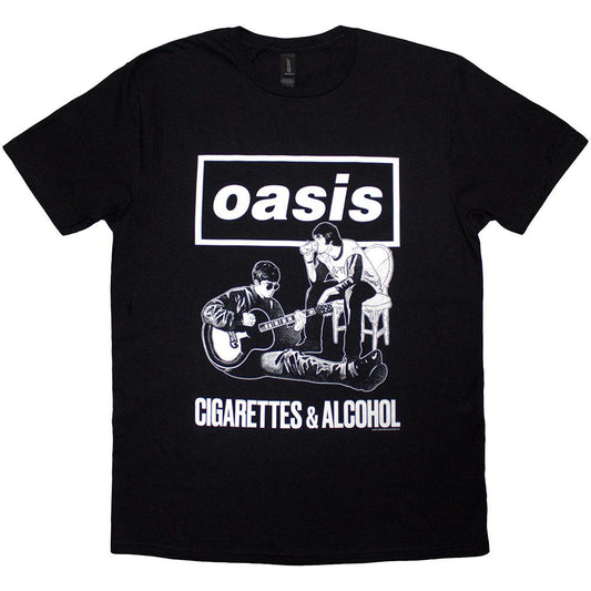 Black - Front - Oasis Unisex Adult Cigarettes & Alcohol Illustration T-Shirt