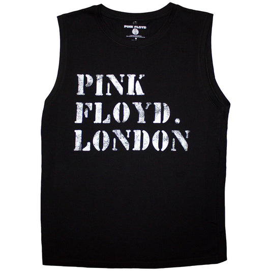 Black - Front - Pink Floyd Unisex Adult Stencil Logo Tank Top