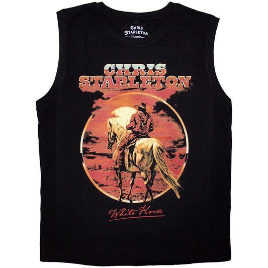 Black - Front - Chris Stapleton Unisex Adult White Horse Tank Top