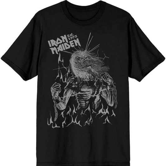 Black - Front - Iron Maiden Unisex Adult Est. 1975 Life After Death Flames T-Shirt
