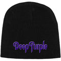 Black - Front - Deep Purple Unisex Adult Logo Beanie