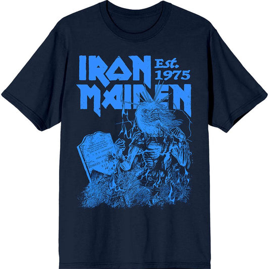 Navy Blue - Front - Iron Maiden Unisex Adult Est. 1975 Life After Death Stamp T-Shirt