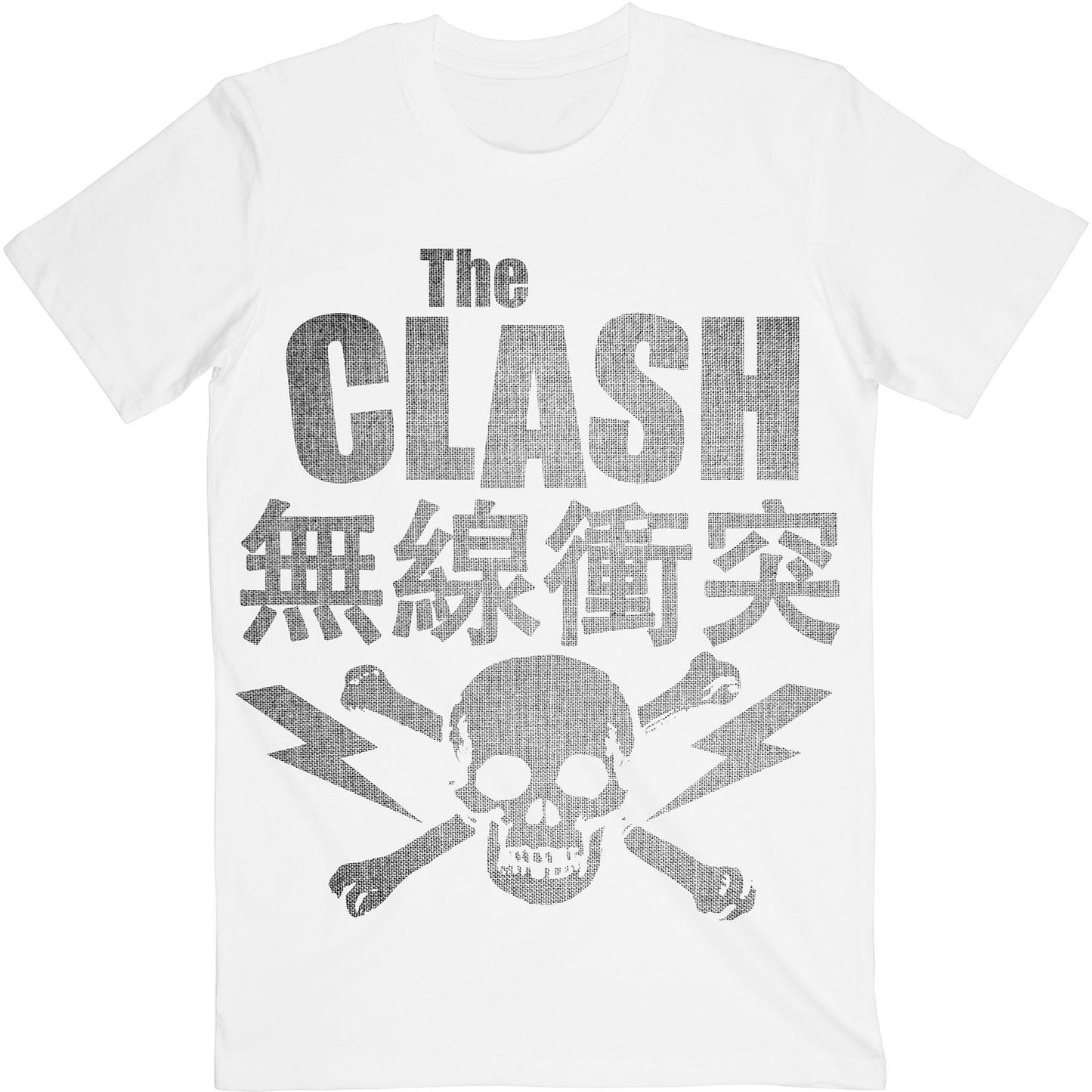 White - Front - The Clash Unisex Adult Skull And Crossbones T-Shirt