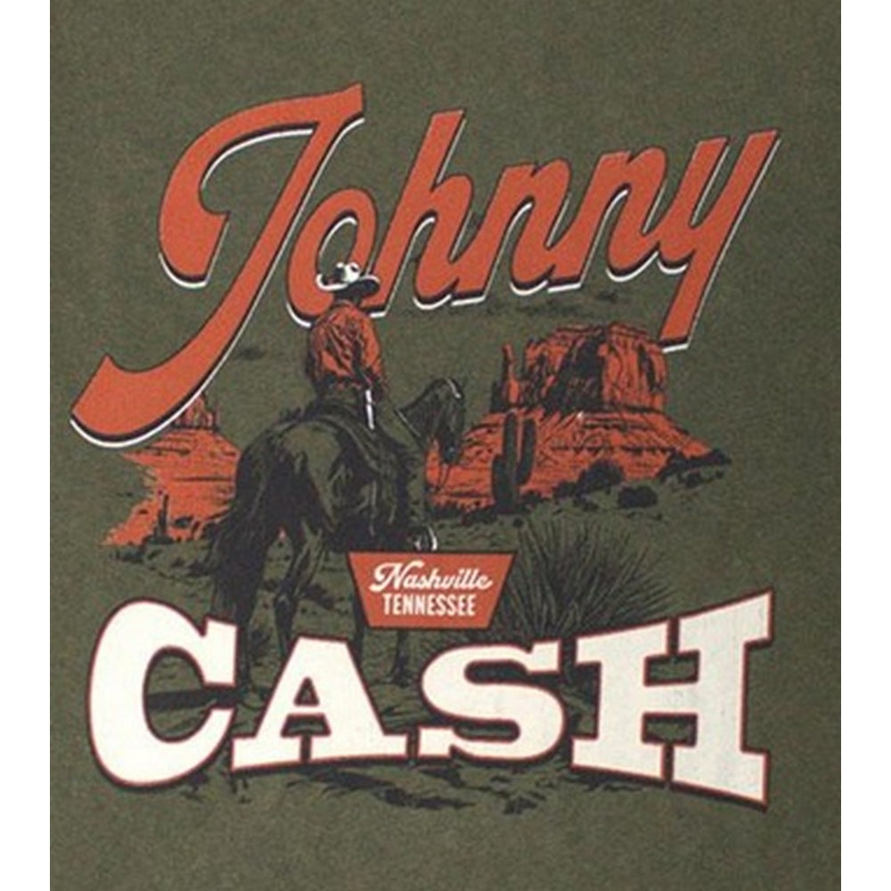 Green - Side - Johnny Cash Unisex Adult Desert Cowboy Stone Wash T-Shirt
