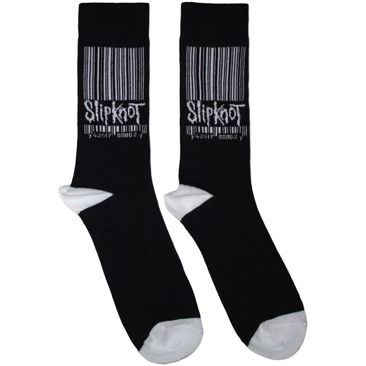 Black-White - Front - Slipknot Unisex Adult Stretched Barcode Logo Socks