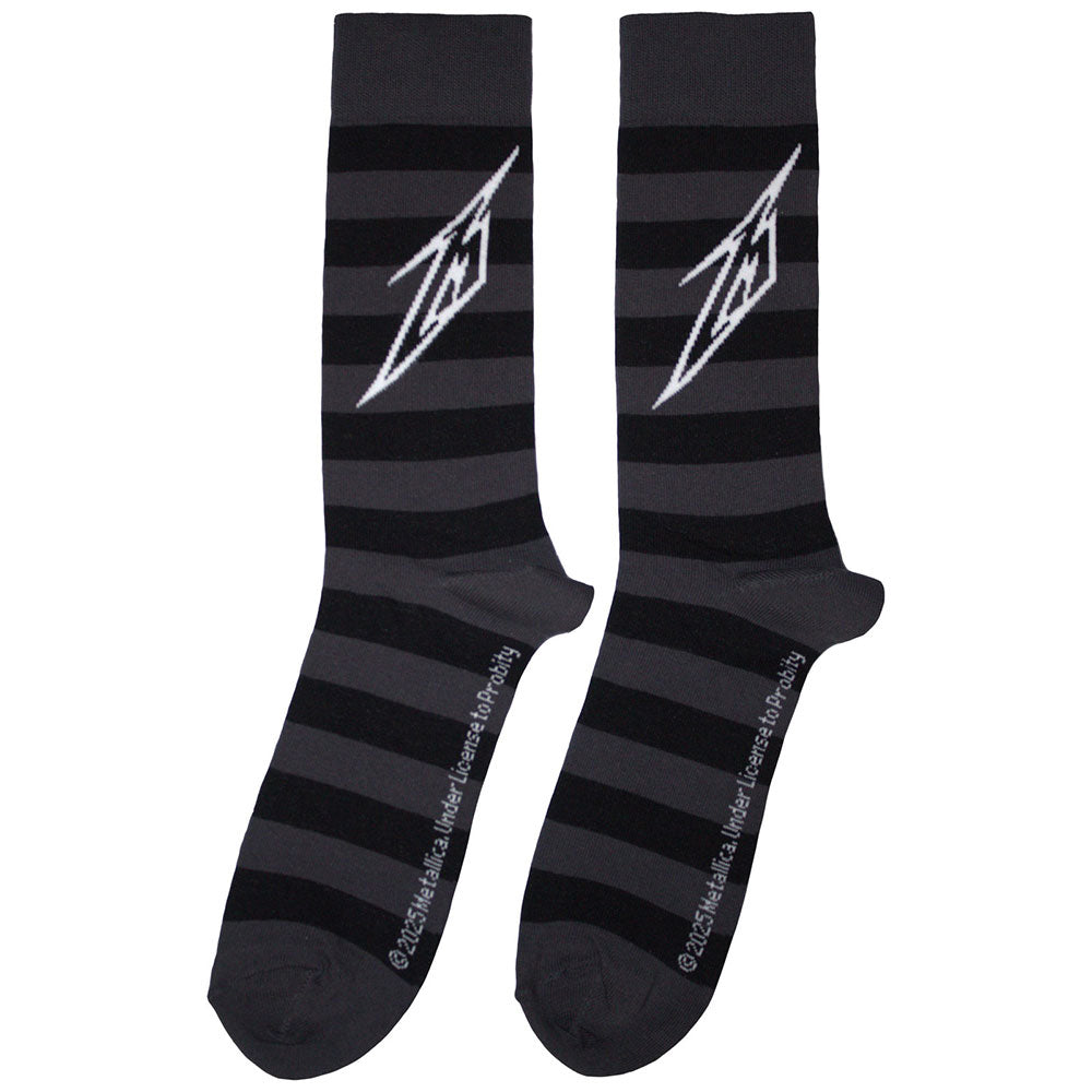 Charcoal Grey-White - Back - Metallica Unisex Adult Lightning Logo Socks