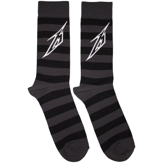 Charcoal Grey-White - Front - Metallica Unisex Adult Lightning Logo Socks