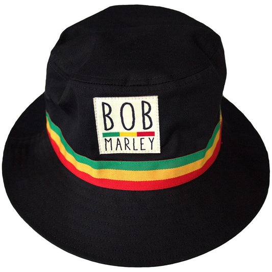 Black - Front - Bob Marley Unisex Adult Contrast Striped Bucket Hat