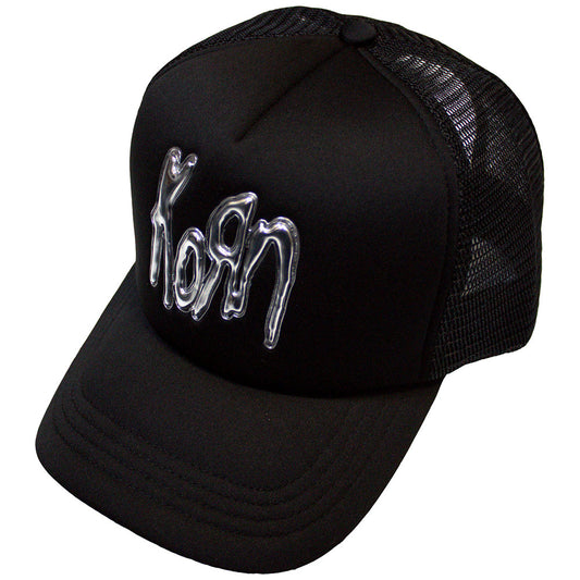 Black - Front - Korn Unisex Adult Sonic Silver Back Print Logo Trucker Cap