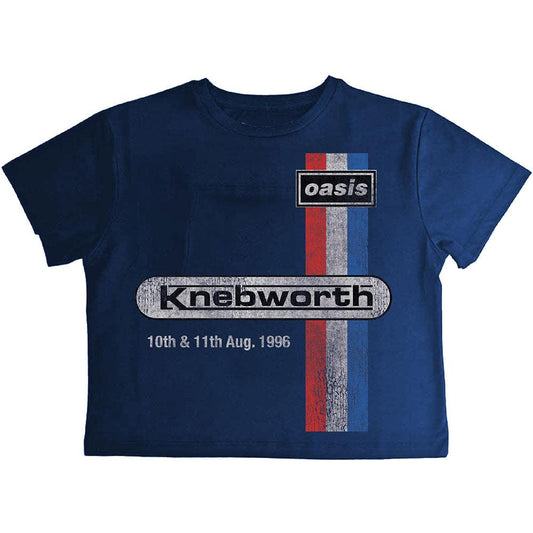Navy Blue - Front - Oasis Womens-Ladies Knebworth ´96 Crop Top