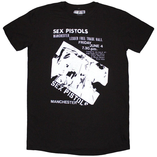 Black - Front - Sex Pistols Womens-Ladies Manchester Flyer T-Shirt Dress