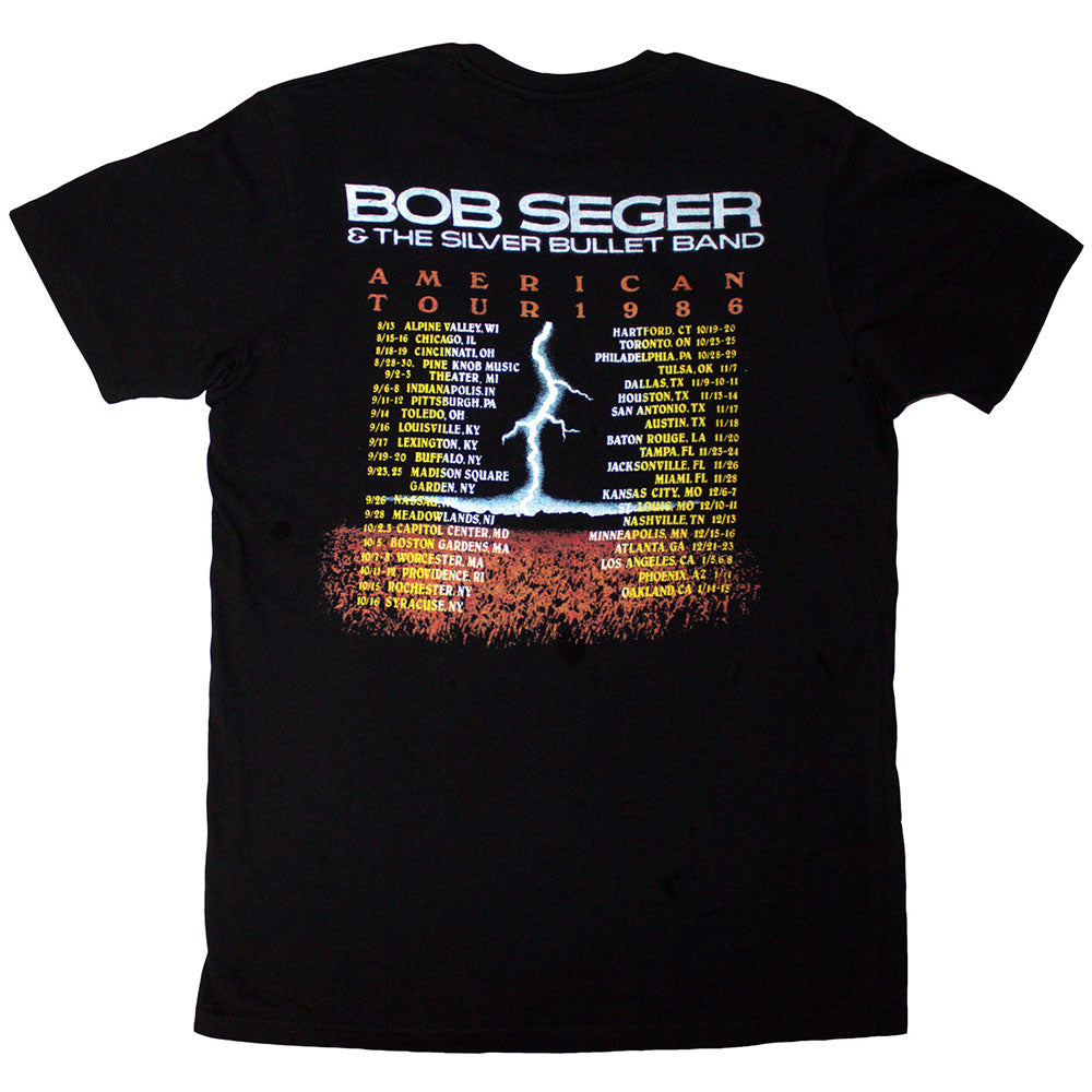 Black - Back - Bob Seger & The Silver Bullet Band Unisex Adult Tour ´86 Back Print T-Shirt