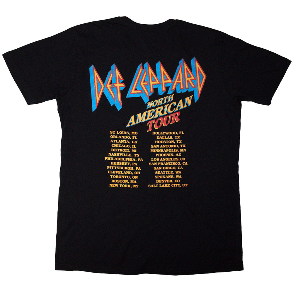 Black-Yellow-Red - Back - Def Leppard Unisex Adult North American Tour T-Shirt