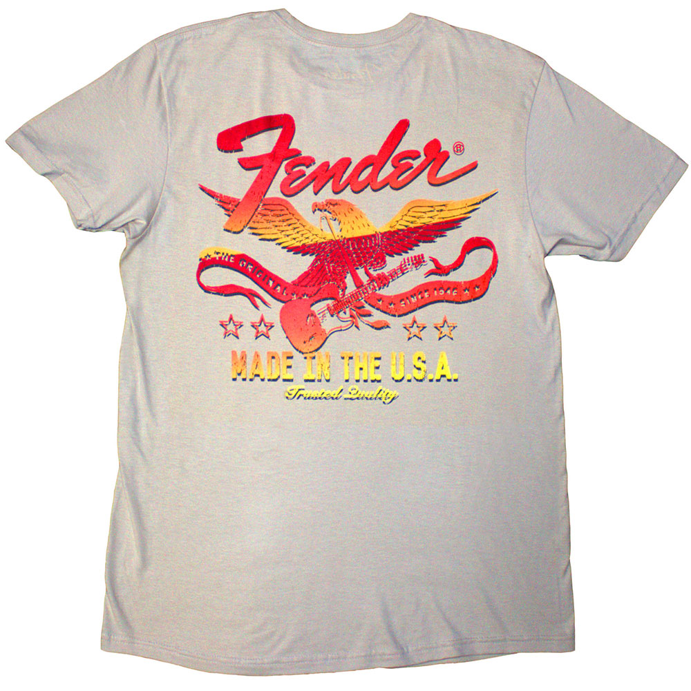 Natural-Red-Yellow - Back - Fender Unisex Adult Made In The USA T-Shirt