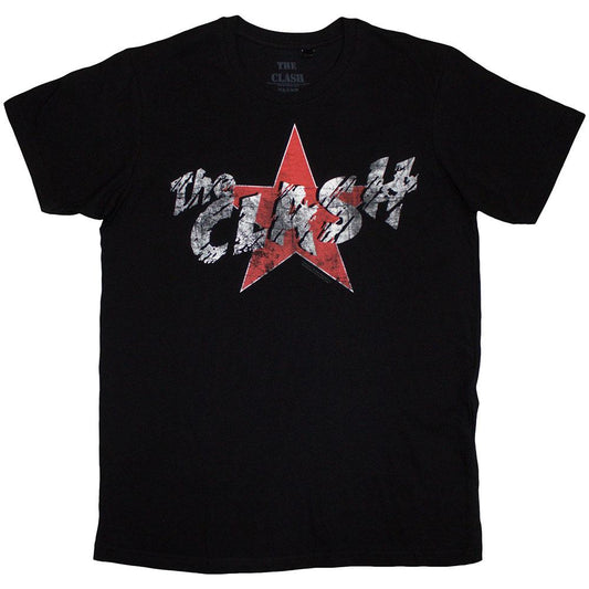 Black - Front - The Clash Unisex Adult Star Logo T-Shirt